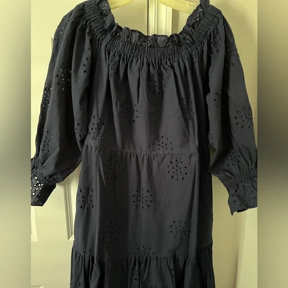 Chico’s Eyelet Off Shoulder Tiered Midi Dress - Picture 5 of 9